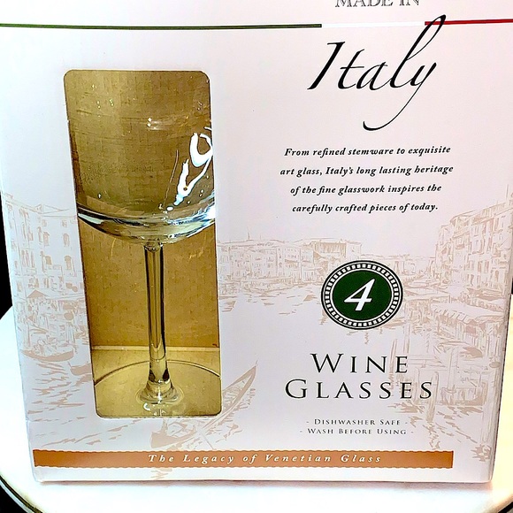 RCR CRISTALLERIA ITALIANA WINE GOBLETS 14.75 oz SET OF 4 CLEAR GLASS ITALY - Picture 7 of 8